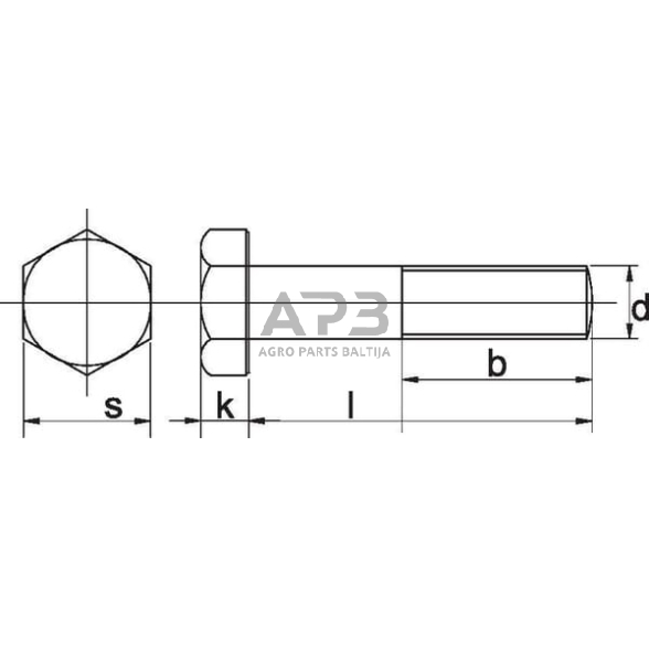Varžtas DIN931 M12x60, 8.8, 9311260 1 Varžtas DIN931 M12x60, 8.8, 9311260 1