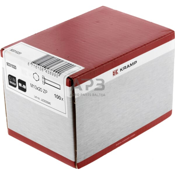 Varžtas DIN933 M10x20, 8.8, 9331020 1 Varžtas DIN933 M10x20, 8.8, 9331020 1