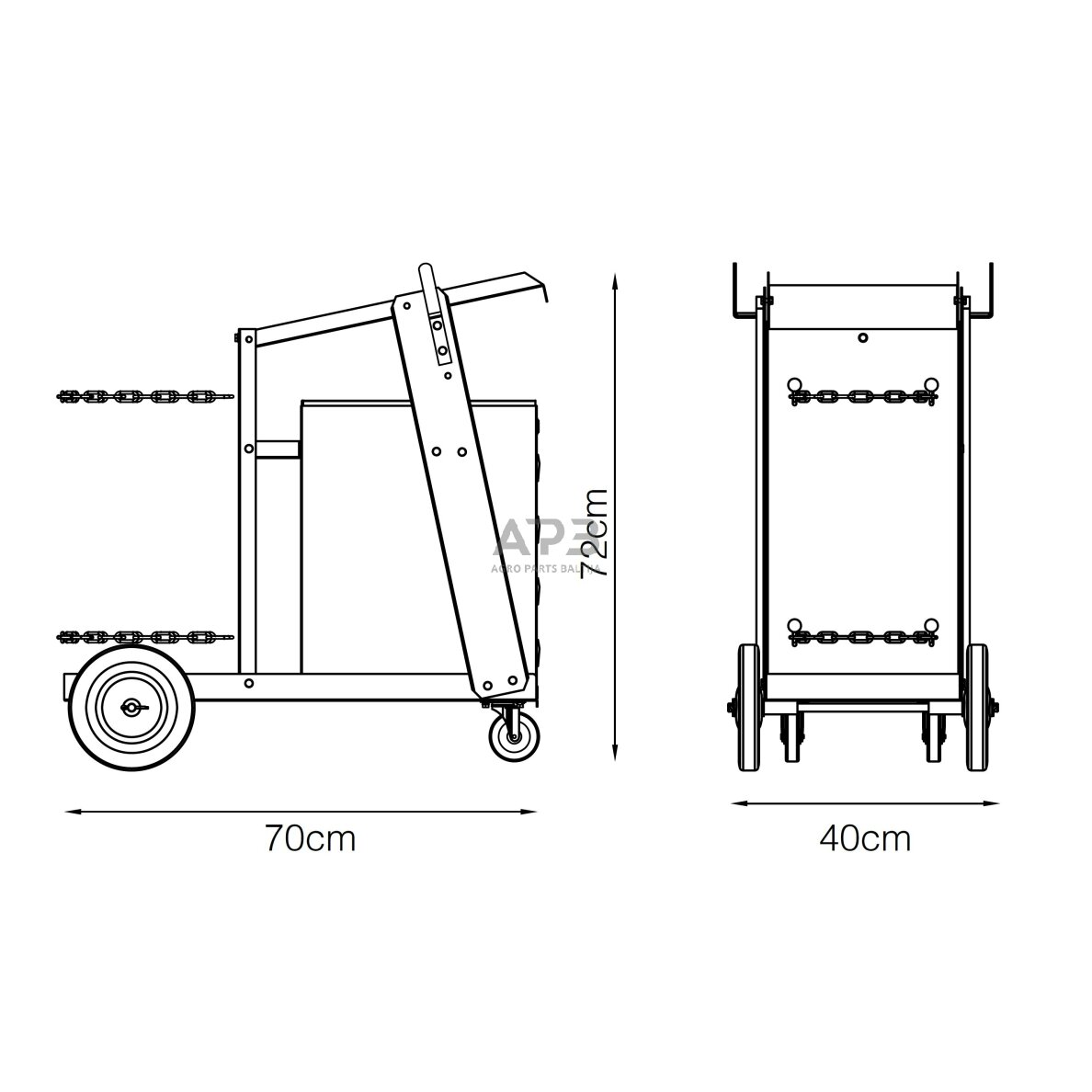 Vežimėlis su stalčias suvirinimo aparatams ir balionams 3