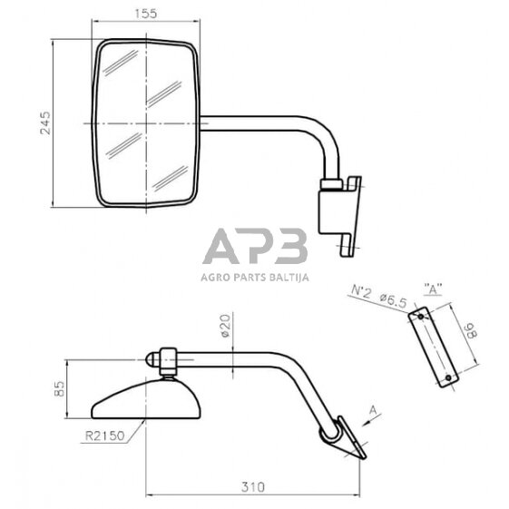 Veidrodėlis su laikikliu 245x155mm SMAT NORD CA6153001 2 Veidrodėlis su laikikliu 245x155mm SMAT NORD CA6153001 2