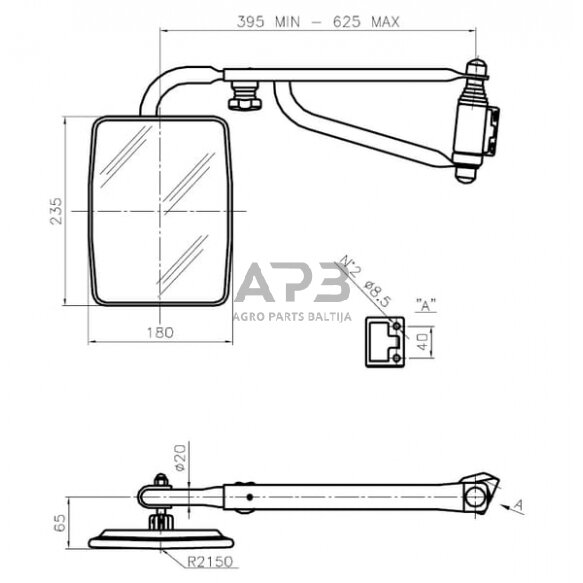 Veidrodėlis su laikikliu kairės pusės 235x180mm SMAT NORD CA6103001 2 Veidrodėlis su laikikliu kairės pusės 235x180mm SMAT NORD CA6103001 2