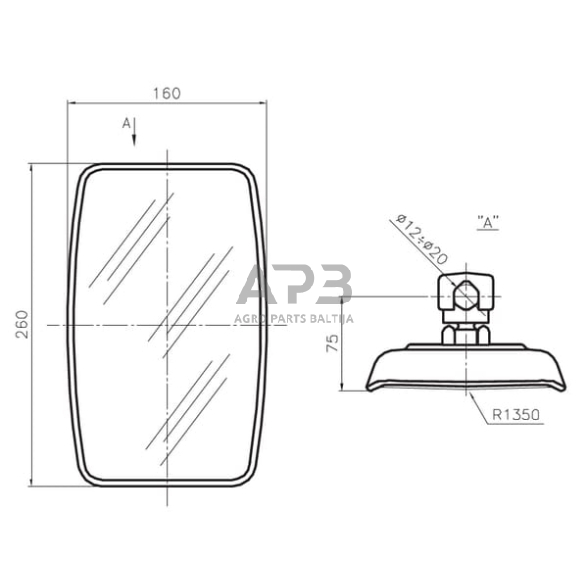 Veidrodėlis 260x160mm SMAT NORD CA5753025 2 Veidrodėlis 260x160mm SMAT NORD CA5753025 2