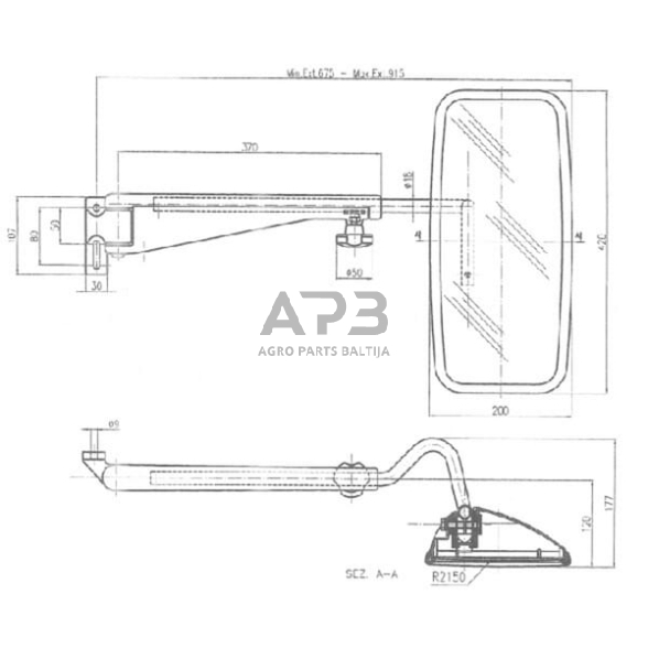 Veidrodėlis su laikikliu dešinės pusės 420x200mm SMAT NORD CA6400000 2 Veidrodėlis su laikikliu dešinės pusės 420x200mm SMAT NORD CA6400000 2