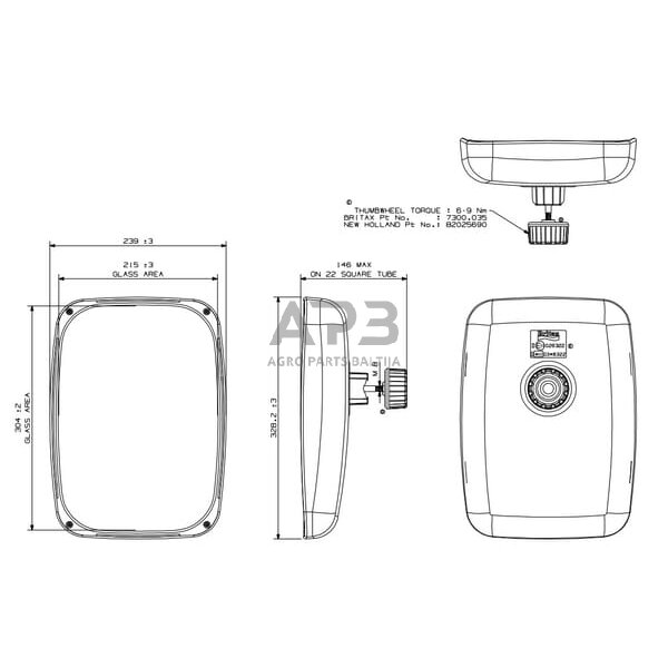 Veidrodėlis 328x238mm Britax 7132000A 2 Veidrodėlis 328x238mm Britax 7132000A 2