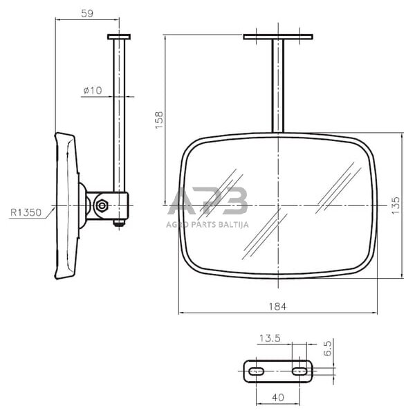 Veidrodėlis su laikikliu 185x135mm SMAT NORD CA1834001 2