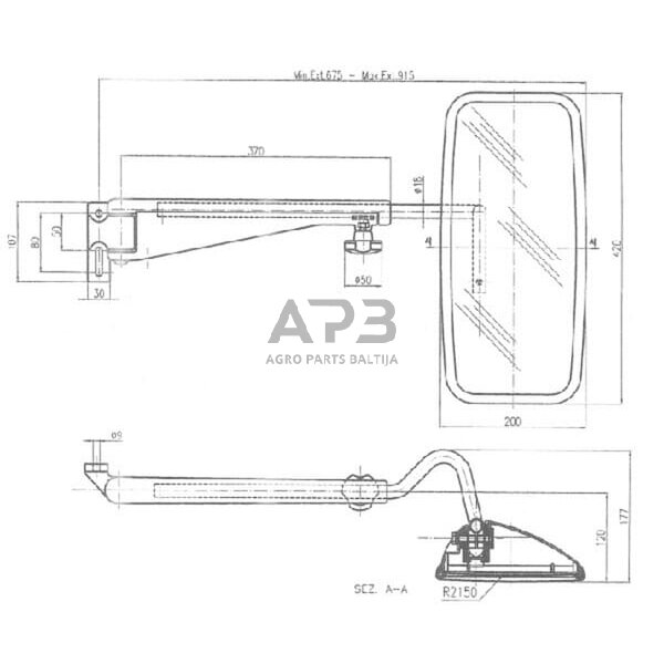 Veidrodėlis su laikikliu dešinės pusės 420x200mm SMAT NORD CA6400000 2 Veidrodėlis su laikikliu dešinės pusės 420x200mm SMAT NORD CA6400000 2