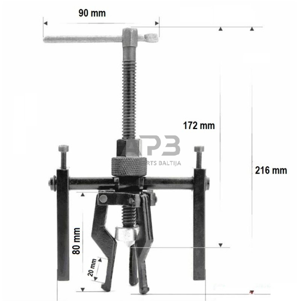 Vidinių guolių nuėmiklis 3 griebtuvų 3 Vidinių guolių nuėmiklis 3 griebtuvų 3