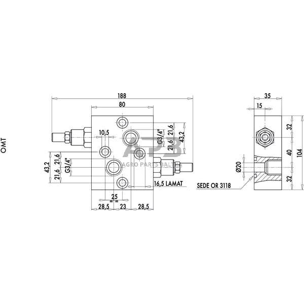 Vožtuvas VAU OMT, C056V0505 2
