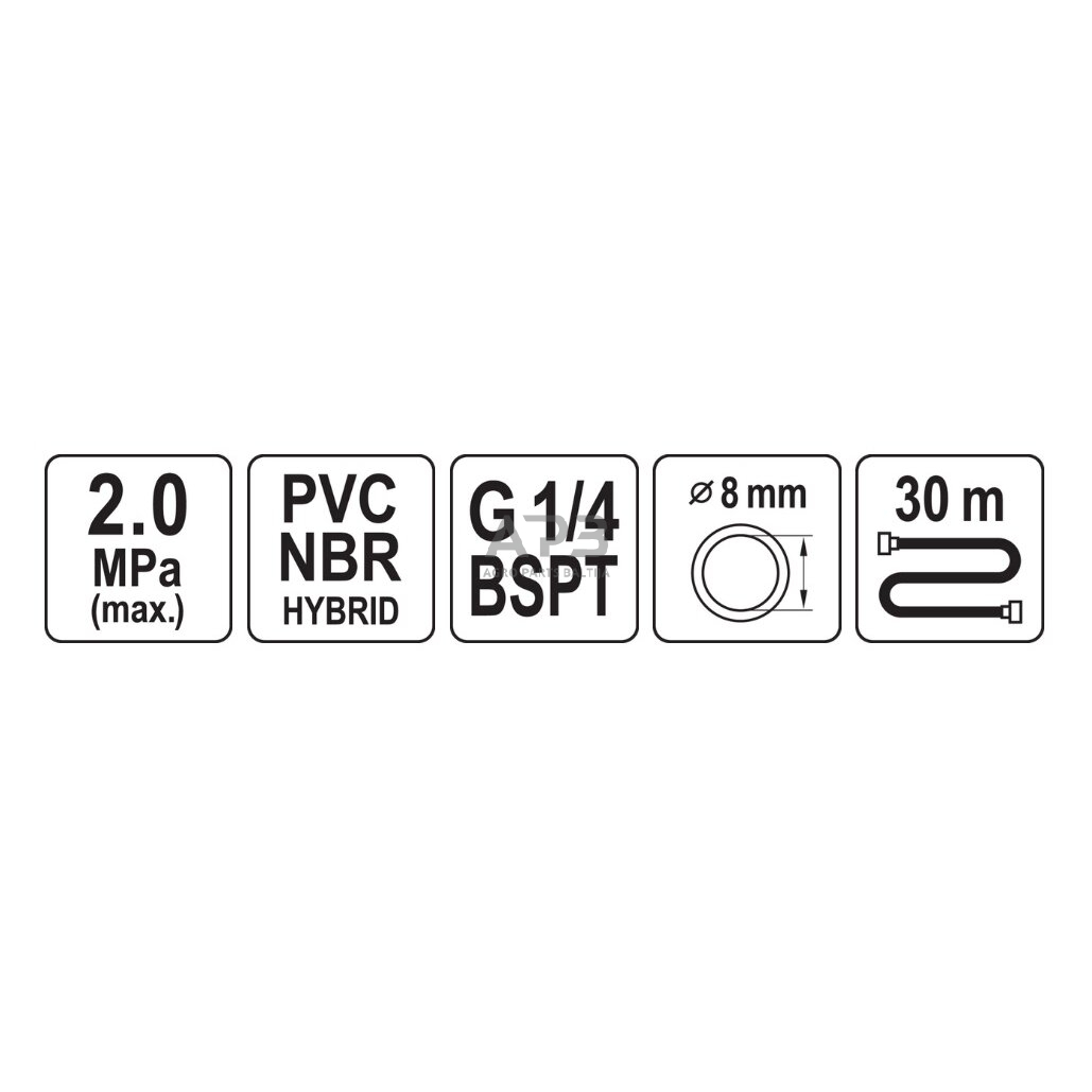 Žarna hibridinė su išoriniais sriegiais 1/4" (8x14mm) 30m 1