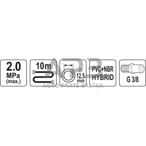 Žarna hibridinė su išoriniais sriegiais 3/8" (Ø12.5x17mm) 10m