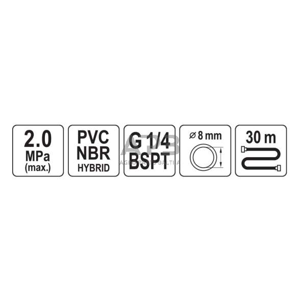 Žarna hibridinė su išoriniais sriegiais 1/4" (8x14mm) 30m 1 Žarna hibridinė su išoriniais sriegiais 1/4" (8x14mm) 30m 1