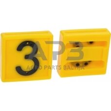 Ženklinimo numeris 3 geltonas 45x45mm 10 vnt. Farma 306003FA