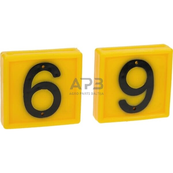 Ženklinimo numeris 6/9 geltonas 45x45mm 10 vnt. Farma 306069FA