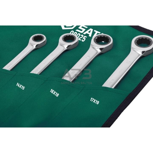 Žiedinių raktų su terkšle rinkinys 6vnt. 1 Žiedinių raktų su terkšle rinkinys 6vnt. 1